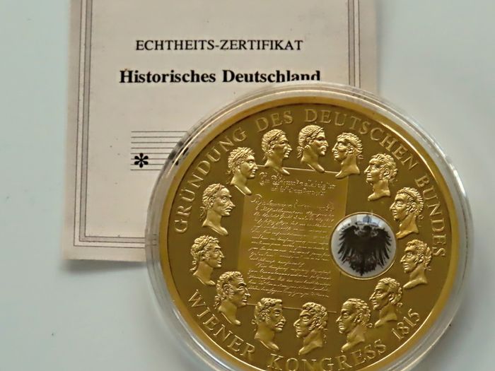 Founding of the German Confederation 24 Karat Gold plated Proof Congress of Vienna