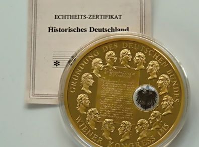 Founding of the German Confederation 24 Karat Gold plated Proof Congress of Vienna