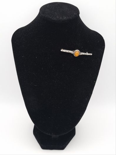 Vintage Carnelian Silver Bar Brooch