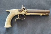 Antique 19th Century Saw-Handled Percussion Pistol - Engraved - Birmingham Proof Marks