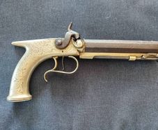 Antique 19th Century Saw-Handled Percussion Pistol - Engraved - Birmingham Proof Marks