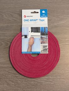 VEL-OW64105 velcro red Hook and loop roll 10mm x 25mt