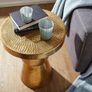 Side Table 43 x 59 x 43 cm  Gold  Decorative Oriental Round Designer Storage Table Metal Modern Side Table Slim Small Hammered Table Image 3