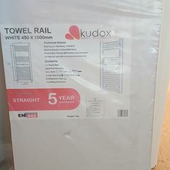 Kudox White Straight Towel Rail Radiator   450 x 1000mm