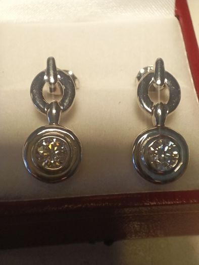 Rhodium Plated Sterling Silver Moissanite Drop Earrings