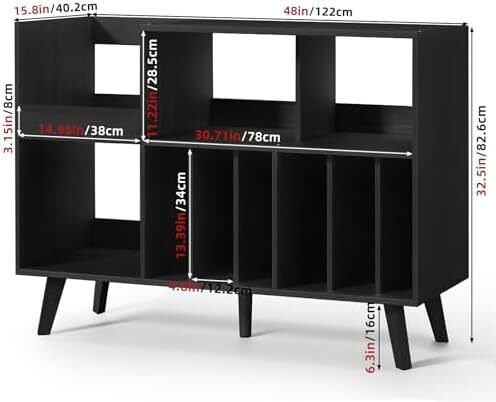 Large Record Player Stand, Turntable Stand with Storage, Vinyl Holder with Display Area, Record Player Table Holds Up to 450 Albums, Record Holder for Music Room Living Room