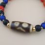 Vintage 4 Eyes Tibetan Agate & Venetian MultiColor WhiteHeart Beads bracelet Image 6