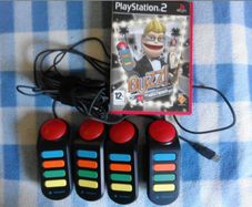 PS2 Buzz 4 way controllers and game