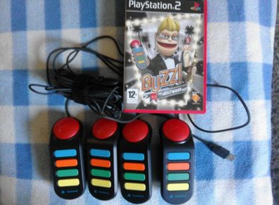 PS2 Buzz 4 way controllers and game