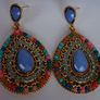 Gold Multi Coloured Crystal & Gem Boho Waterdrop Earrings Image 2