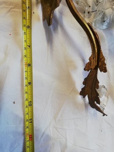 Vintage 1960 Wall Brass & Glass Drops Murano Lamps