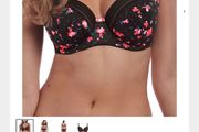 Freya Viva - Underwired Side Support Bra 32F and Briefs S - Black Floral - BNWT RRP 58