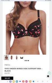 Freya Viva - Underwired Side Support Bra 32F and Briefs S - Black Floral - BNWT RRP 58