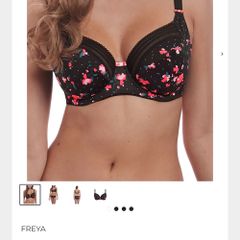Freya Viva - Underwired Side Support Bra 32F and Briefs S - Black Floral - BNWT RRP 58