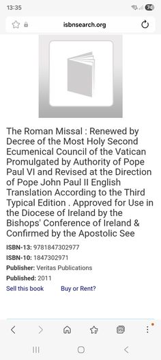 The Roman Missal. Approved for Use in the Dioceses of Ireland