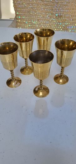 Brass mini goblets x 5