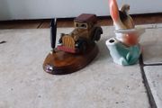 Vintage Wooden Car and Ceramic Birds Pencil/Pen Holders