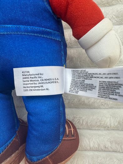 Nintendo The Super Mario Bros. Movie Mario Poseable Plush approx. 14 Vinyl Head Used Please see pictures
