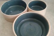 3 small Bowles shadow SNACK DISHES by o'dney pottery