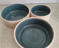 3 small Bowles shadow SNACK DISHES by o'dney pottery