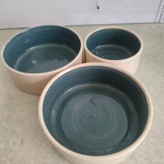 3 small Bowles shadow SNACK DISHES by o'dney pottery