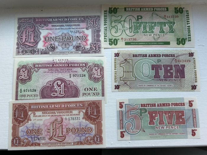 British Armed Forces Special Vouchers Military 6 Gem Unc Crisp Notes