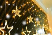 LED Star Curtain Lights Connectable 2M Warm White 12 Stars 138 LEDs Window Icicle Decor Lights for Home Garden Holiday Wedding Christmas (FREE POSTAGE)