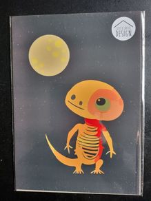 A4 Size little Skellington Navy Alien Print, wall art