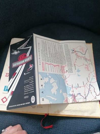 Vintage 1951 Shell Autoatlas Germany & 1951 ADAC Autobahn Map