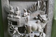 Ancient Chinese Bas-relief in Oak - Chinese Hand Carved Oak ,Antique Wall Art. (big thick and heavy) 22,8" x 21,5" thickness 8"