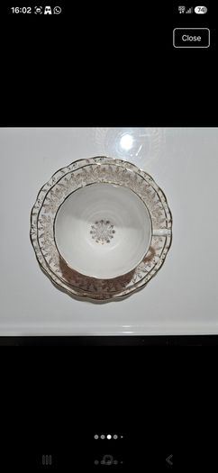 Vintage 22 KT Gold Overlay Chintz Fine Bone China Teacup Trio Set