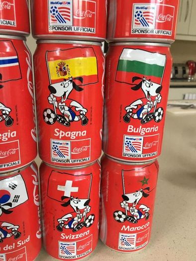 Coca Cola Italian Usa 94 World Cup Complete Can Series