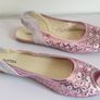 Destra Ladies Pink Sequin Open Toe Flat Summer Sandals Shoes Slingback UK3 EU36 CAN POST Image 3