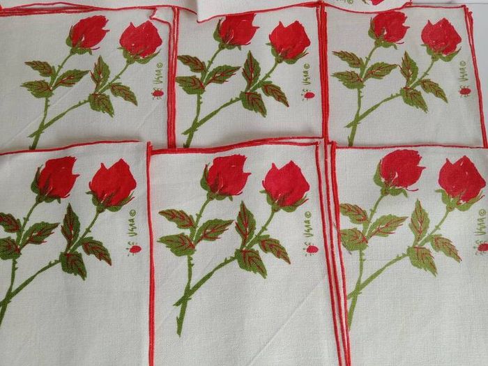Vera Neumann, vintage table mats & napkins, vintage linen,