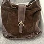Chocolate Brown Suede and Leather Handbag Image 4