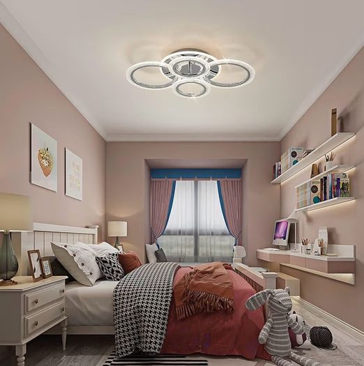 Brand New Modern Ceiling Light 58W Dimmable Flush Mount LED Ceiling Light 4 Rings