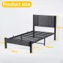 Single Bed Frame Upholstered Platform with Headboard, 90x190cm Image 2