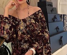 Brand New Designer Velvet Beaded Top
