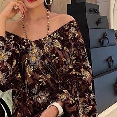 Brand New Designer Velvet Beaded Top