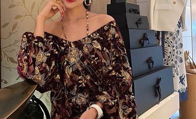 Brand New Designer Velvet Beaded Top