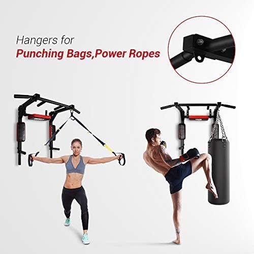 Multifunctional Wall Mounted Pull Up Bar/Chin Up bar, Dip Station for Indoor Home Gym Workout, Power Tower Set Training Equipment Fitness Dip Stand Supports to 440 Lbs