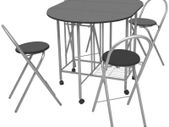 Five Piece Folding Dining Set MDF Black