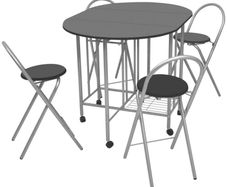 Five Piece Folding Dining Set MDF Black