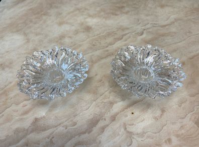 2 glass candle holders