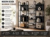 Modern 14 Shelf Bookcase Black Industrial Storage Shelving Unit