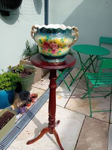 Turned Mahogany Plant Stand