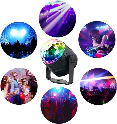 Disco Lights, Gvoo Sound Activated DJ Party Lights Rotating Ball Lights 5W 7 Modes RGB LED Stage Lights with Remote Control for Home Holidays Dance Parties Birthday and Christmas