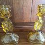 A Pair of Vintage 6 inch Amber Glass candle holders Image 2