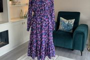 Ladies Long-sleeved Purple &amp; Pink Floral Dress from Vila Size: UK 12 / EU 40