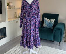 Ladies Long-sleeved Purple & Pink Floral Dress from Vila Size: UK 12 / EU 40